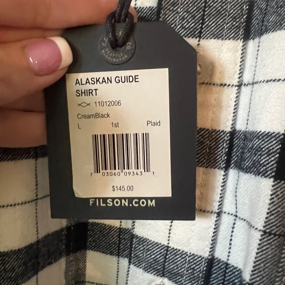 Filson Alaskan Guide Shirt in Cream and Black Plaid